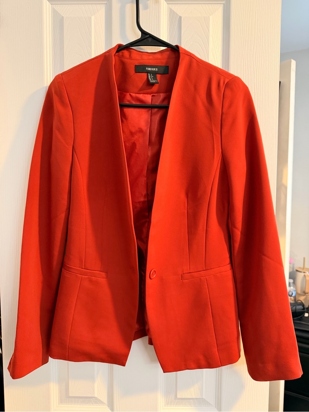 Forever 21 Bright Orange Open-Front Blazer